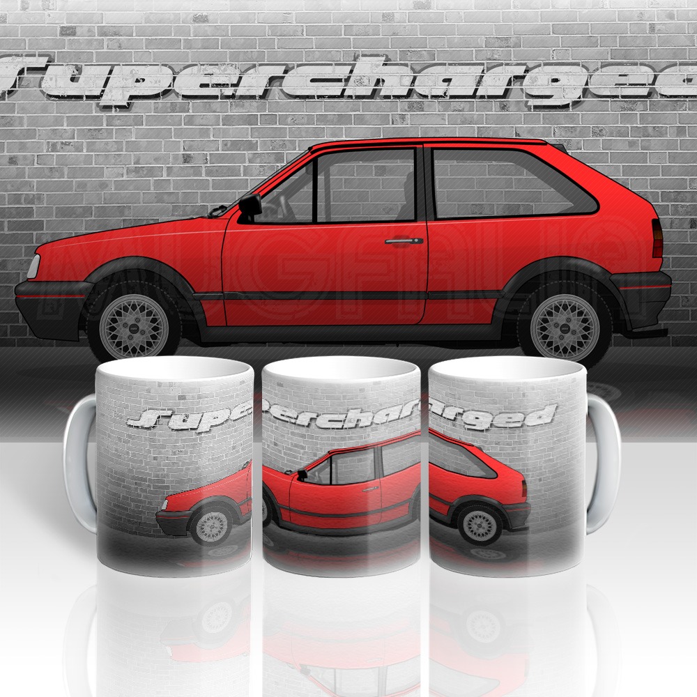 A printed mug with an image of a Polo G40 Coupe